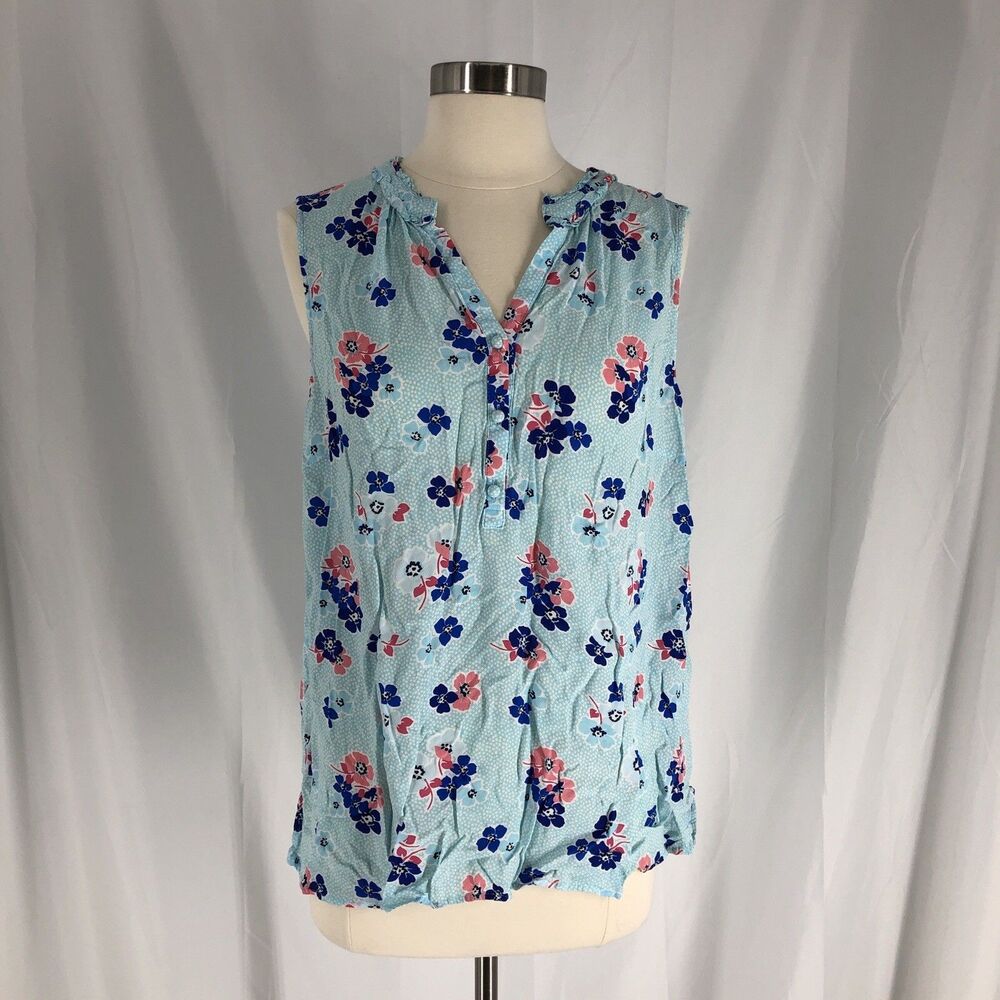 Talbots Light Blue Floral Sleeveless Tank Top Women’s Sz X Large